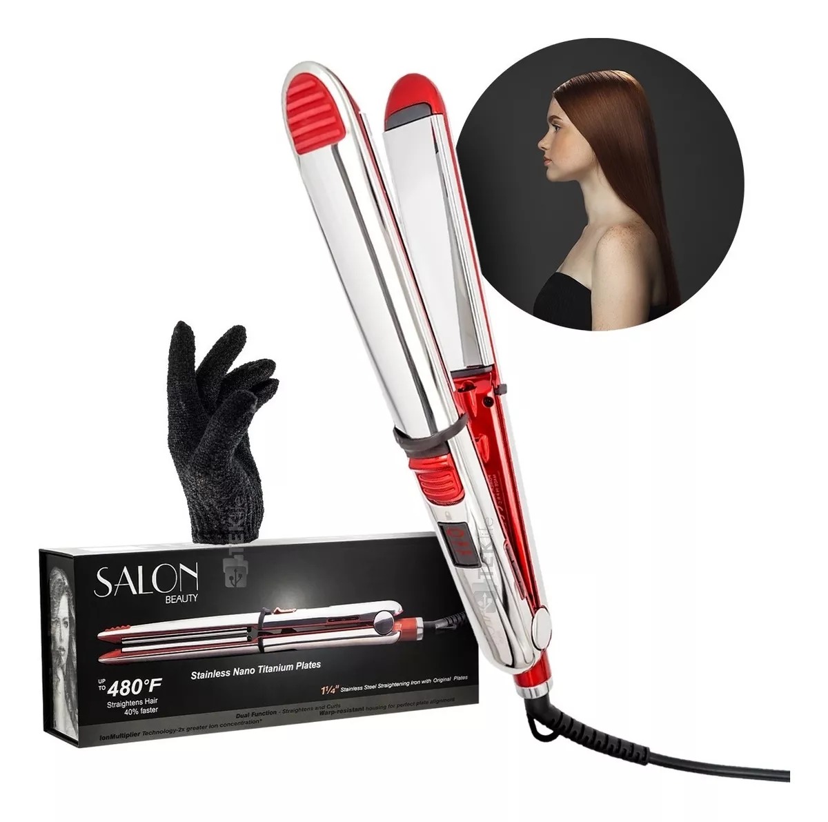 Plancha Ferro 2 En 1 Para Cabello Calidad Profesional Nanotitanio