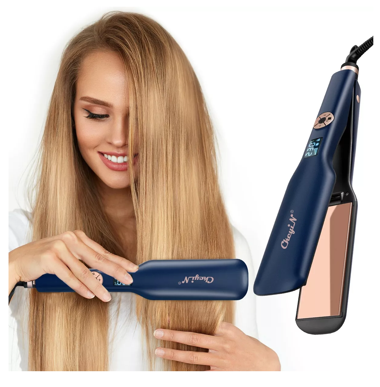 Foto 5 pulgar | Alaciadora de Cabello Ckeyin Azul de 220 v