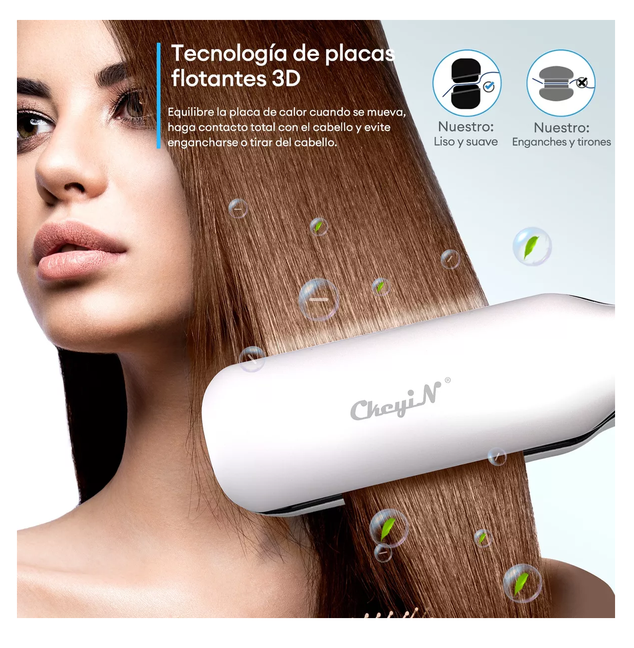 Foto 4 pulgar | Plancha De Cabello Alisadora Profesional Ckeyin Hs299 Ceramica Blanco