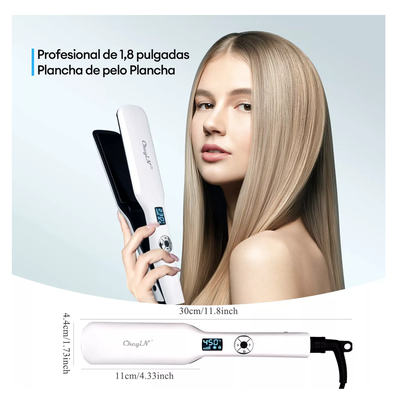 Foto 6 pulgar | Plancha De Cabello Alisadora Profesional Ckeyin Hs299 Ceramica Blanco