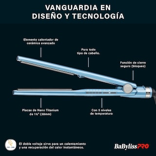 Foto 4 | Plancha Profesional Babyliss Pro Nano Titanium Iónica Vented 1½'' Cabello Húmedo O Seco