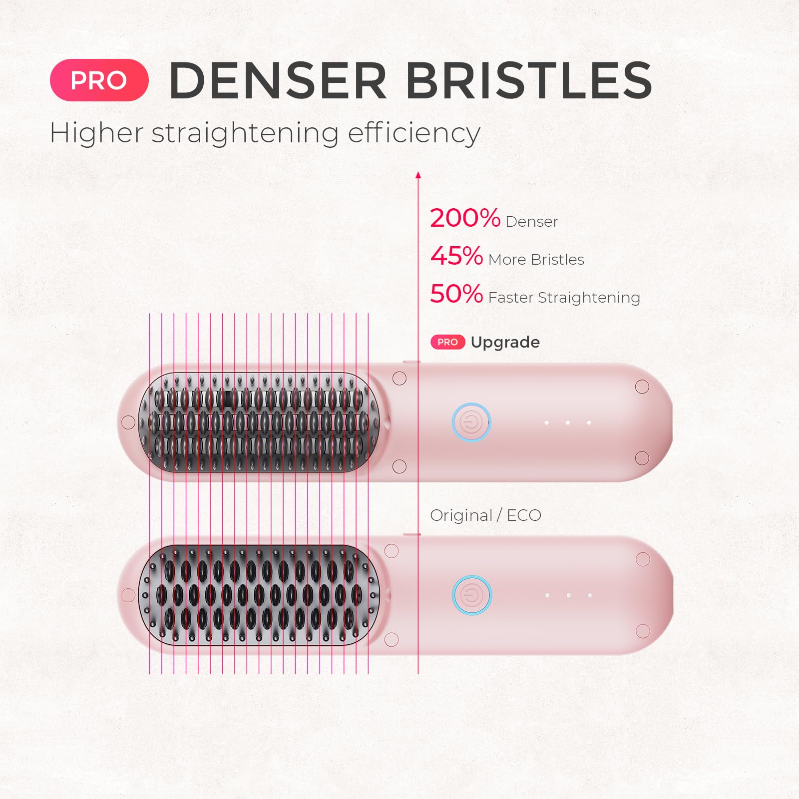 Foto 3 pulgar | Cepillo Alisador De Pelo Tymo Porta Pro Inalámbrico Rosa - Venta Internacional.