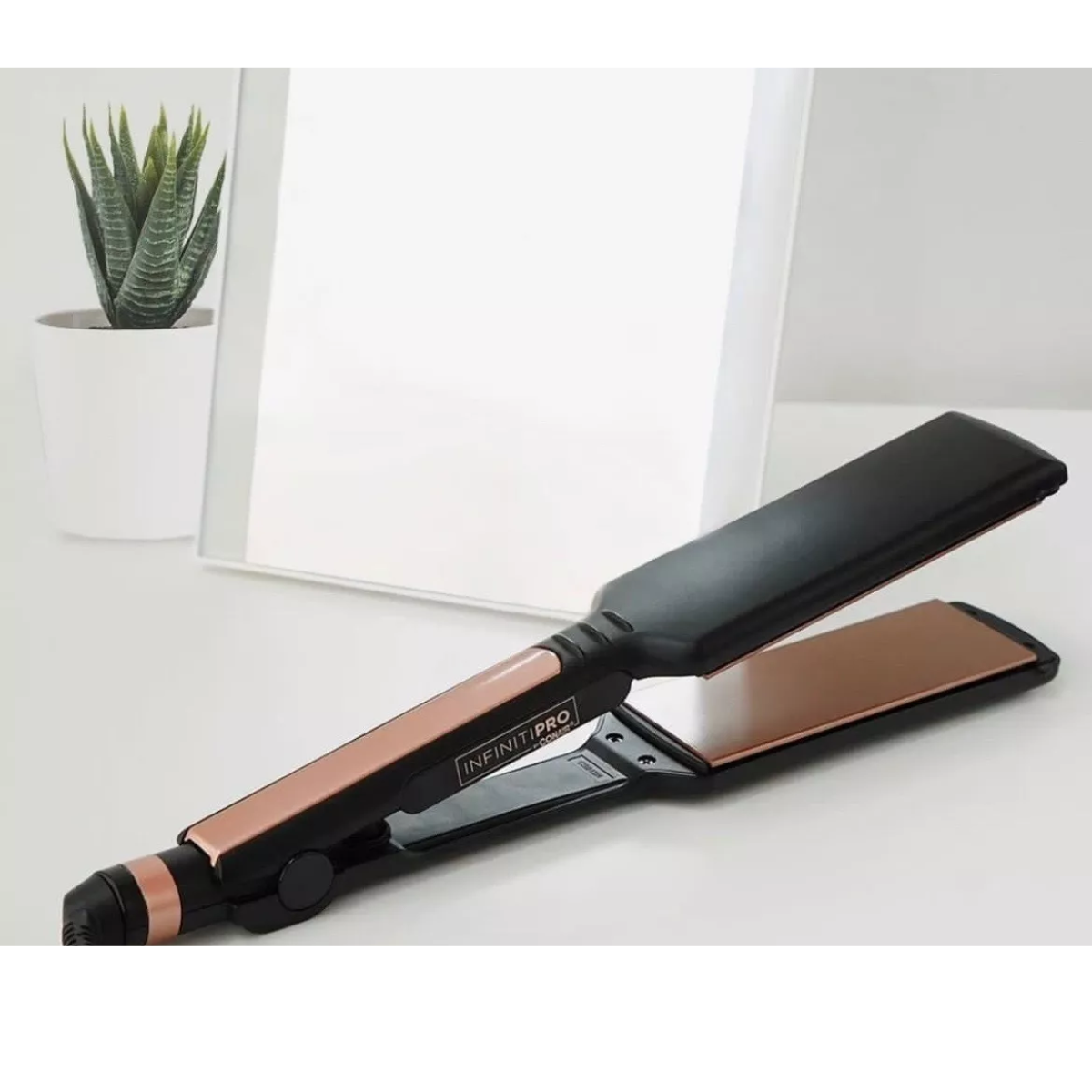 Foto 9 pulgar | Alaciadora Conair Cs179rges Cerámica Y Turmalina Extra Ancha 1 3/4'' Negro Con Rose Gold