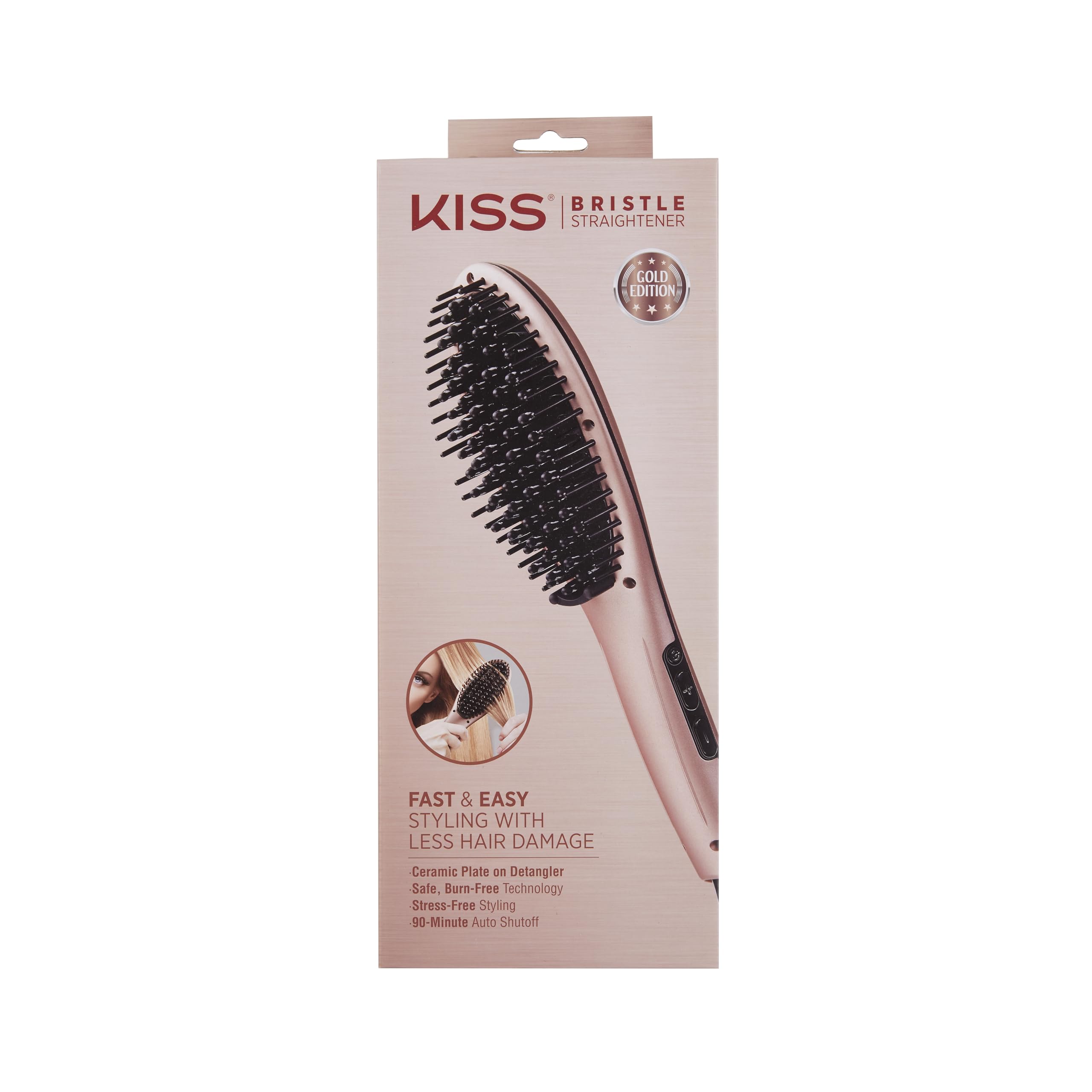 Foto 2 pulgar | Cepillo Alisador De Pelo Kiss Bristle Straightener Heat Pink - Venta Internacional.