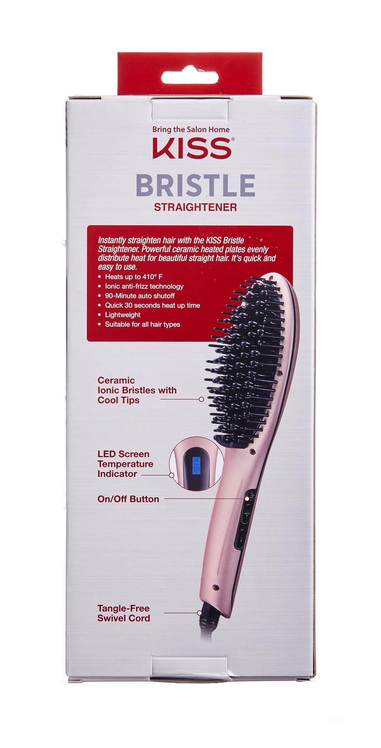 Foto 3 pulgar | Cepillo Alisador De Pelo Kiss Bristle Straightener Heat Pink - Venta Internacional.