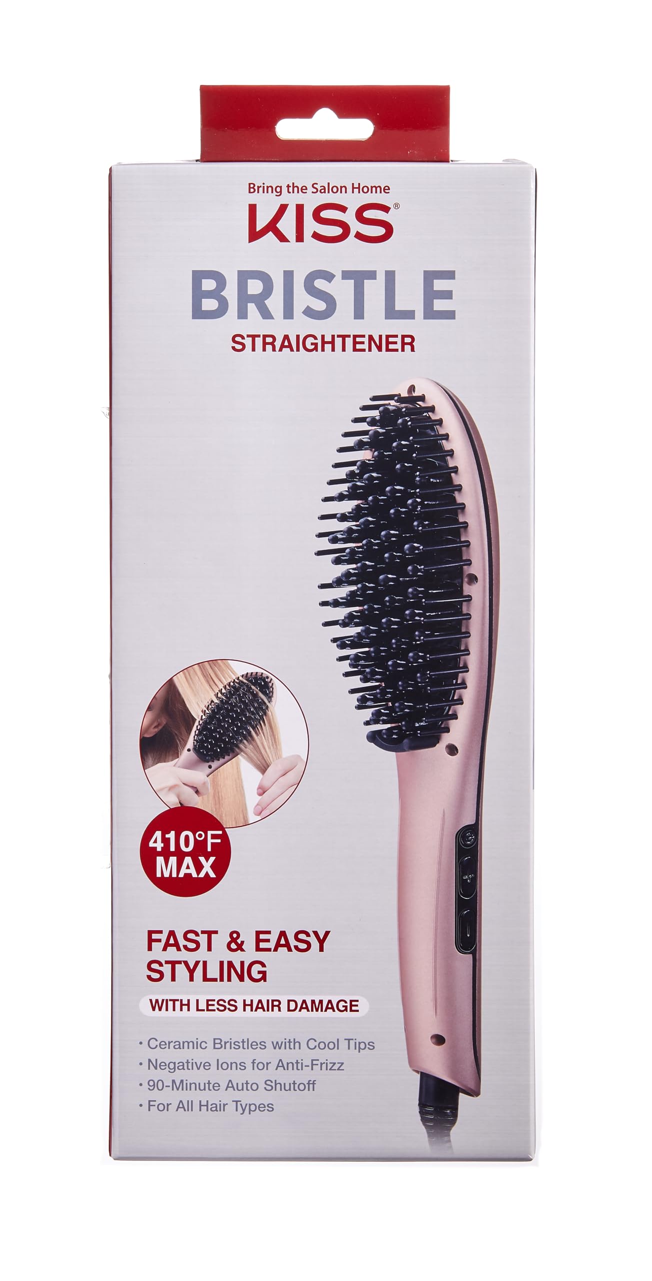 Foto 4 pulgar | Cepillo Alisador De Pelo Kiss Bristle Straightener Heat Pink - Venta Internacional.