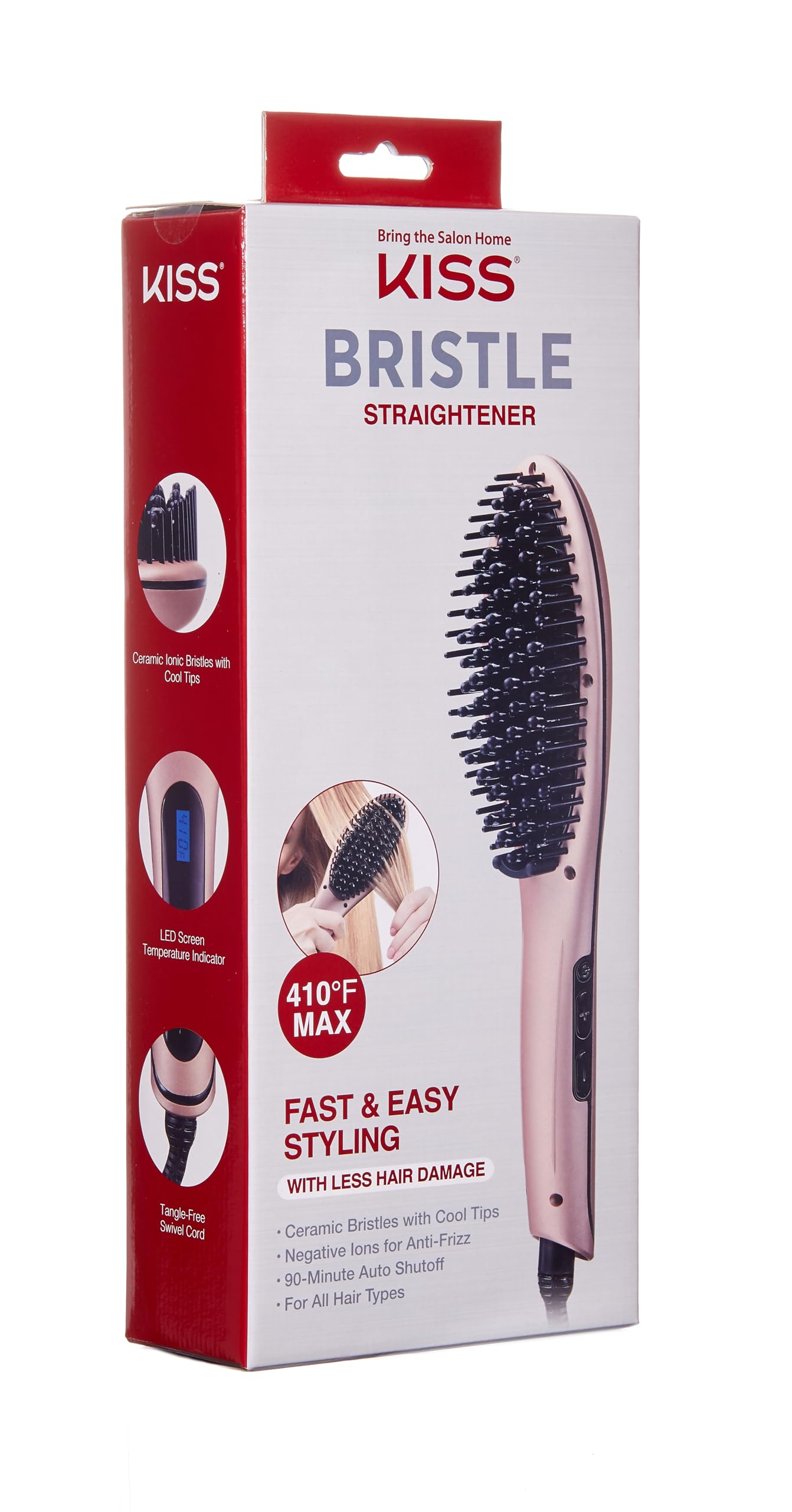 Foto 5 pulgar | Cepillo Alisador De Pelo Kiss Bristle Straightener Heat Pink - Venta Internacional.