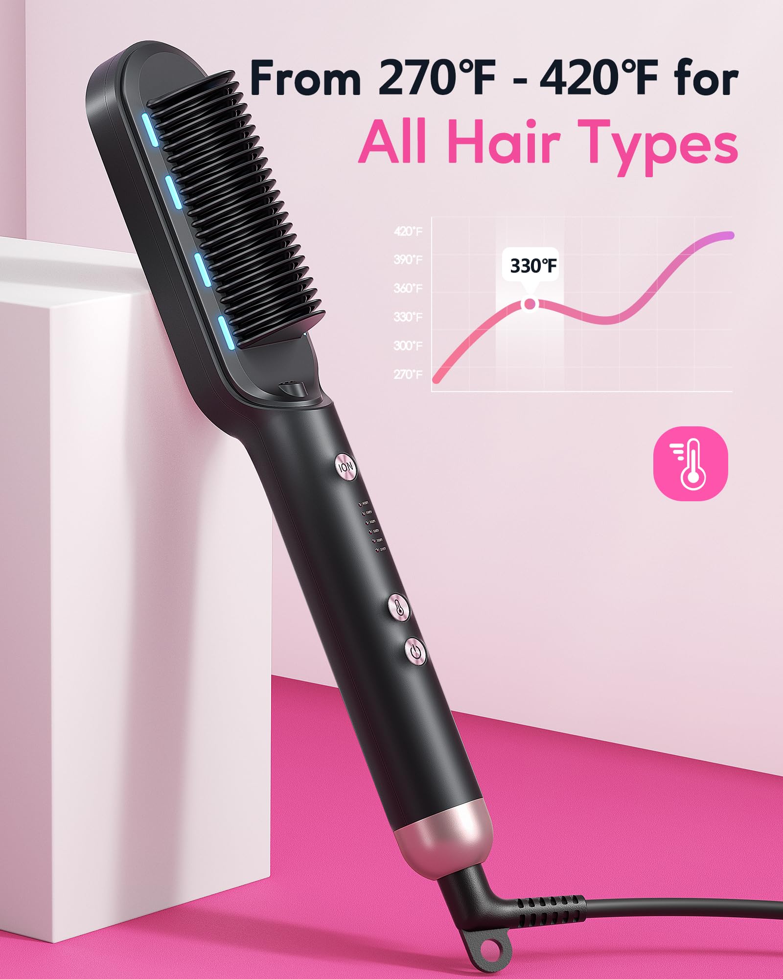 Foto 6 pulgar | Cepillo Alisador De Pelo Wavytalk Ionic 6 Temperature Rose - Venta Internacional.