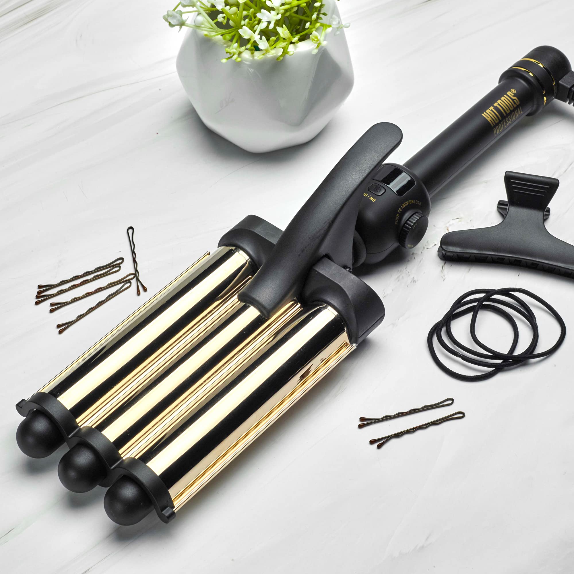 Foto 7 pulgar | Hair Waver Hot Tools Pro Artist, Oro Digital De 24 Quilates, 3 Barriles - Venta Internacional.