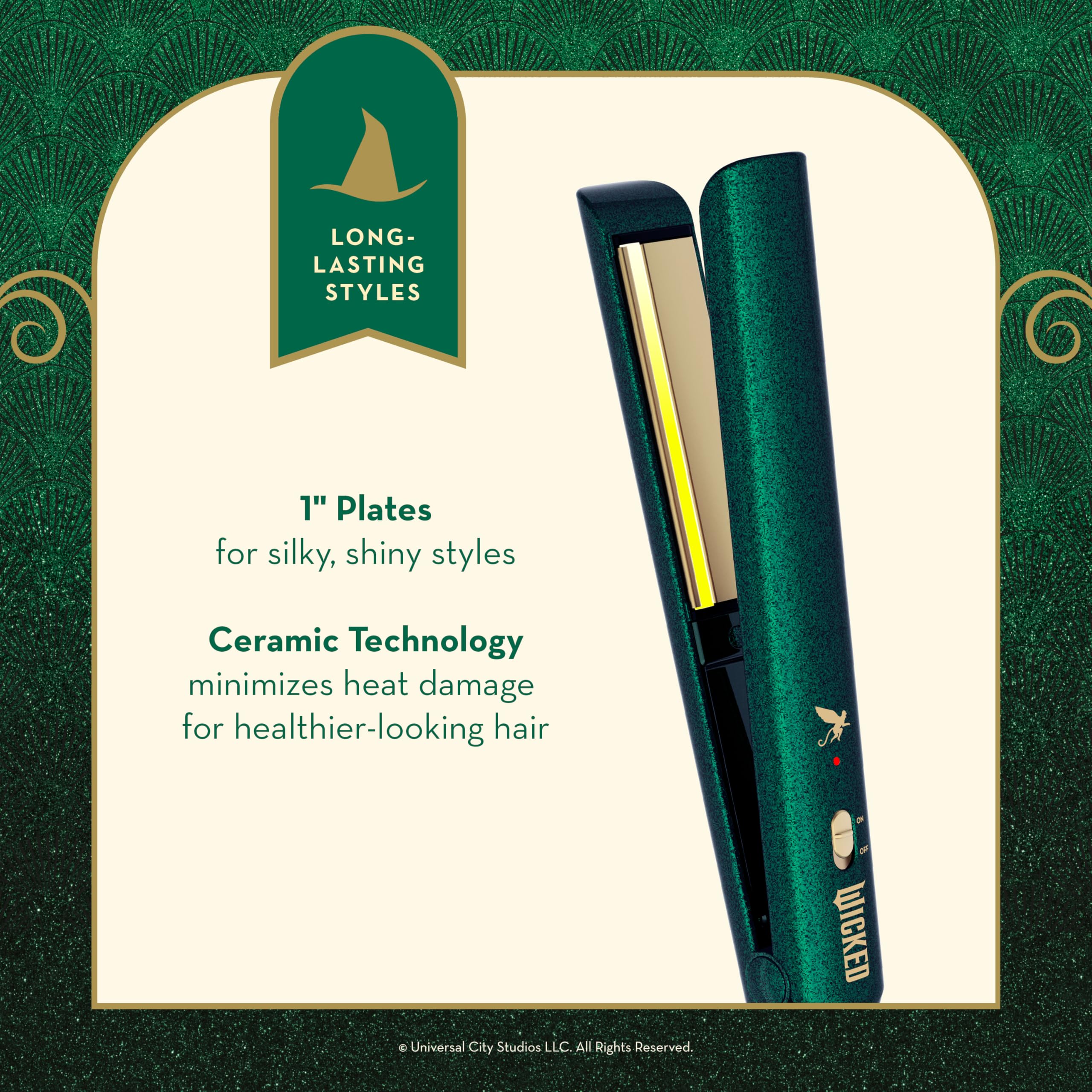 Foto 3 pulgar | Plancha de Cabello Conair Wicked Elphaba Flat Iron 1 '' - Venta Internacional