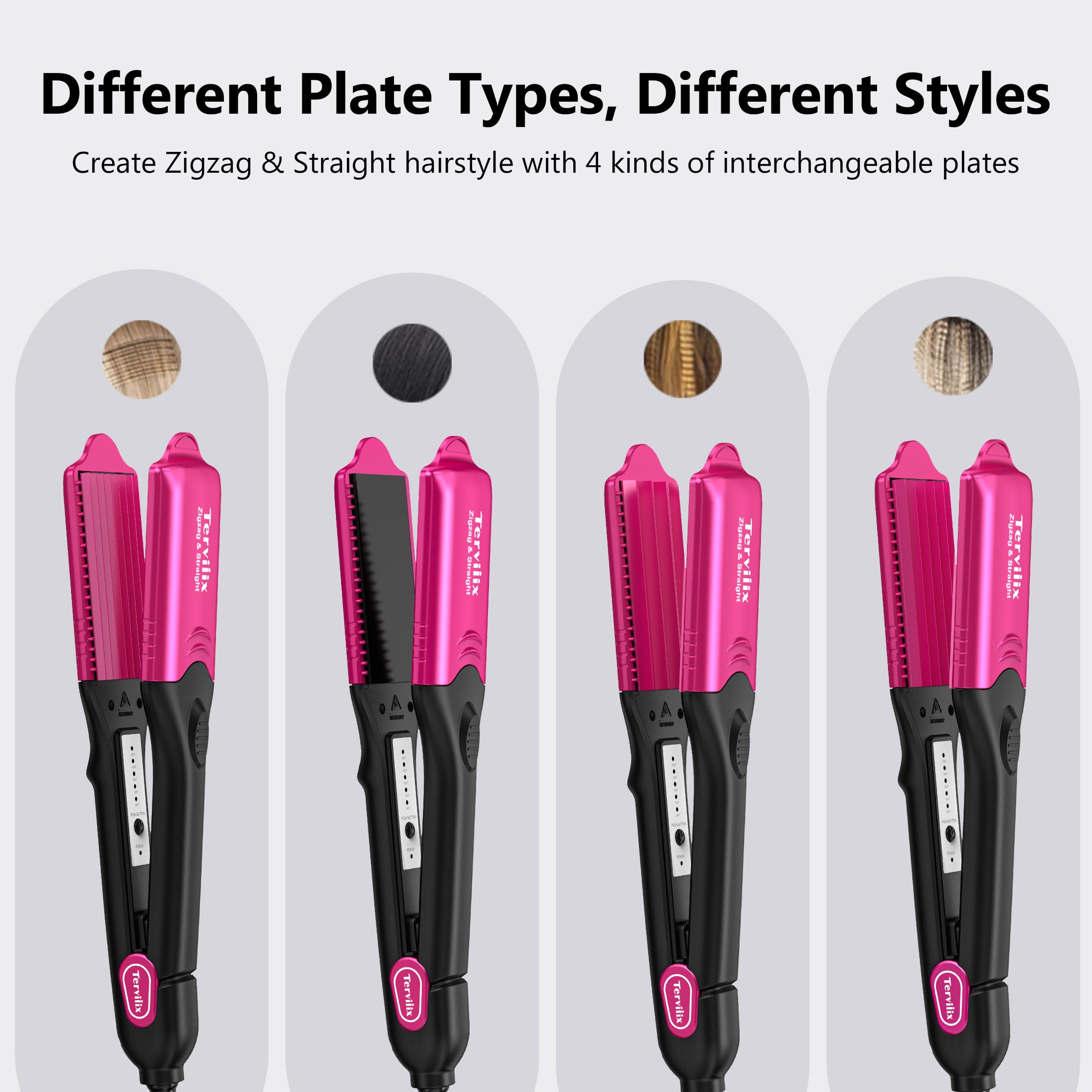 Foto 7 pulgar | Plancha Rizadora De Pelo Terviiix Con 4 Platos Intercambiables, Color Rosa - Venta Internacional.