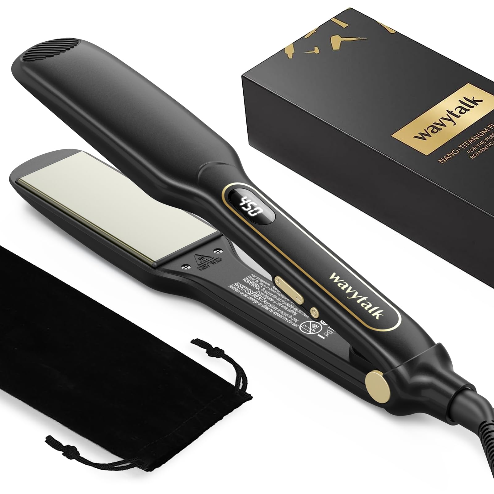 Plancha Alisadora de Pelo Con Plancha De Titanio De 4.3 Cm De Ancho Wavytalk - Venta Internacional