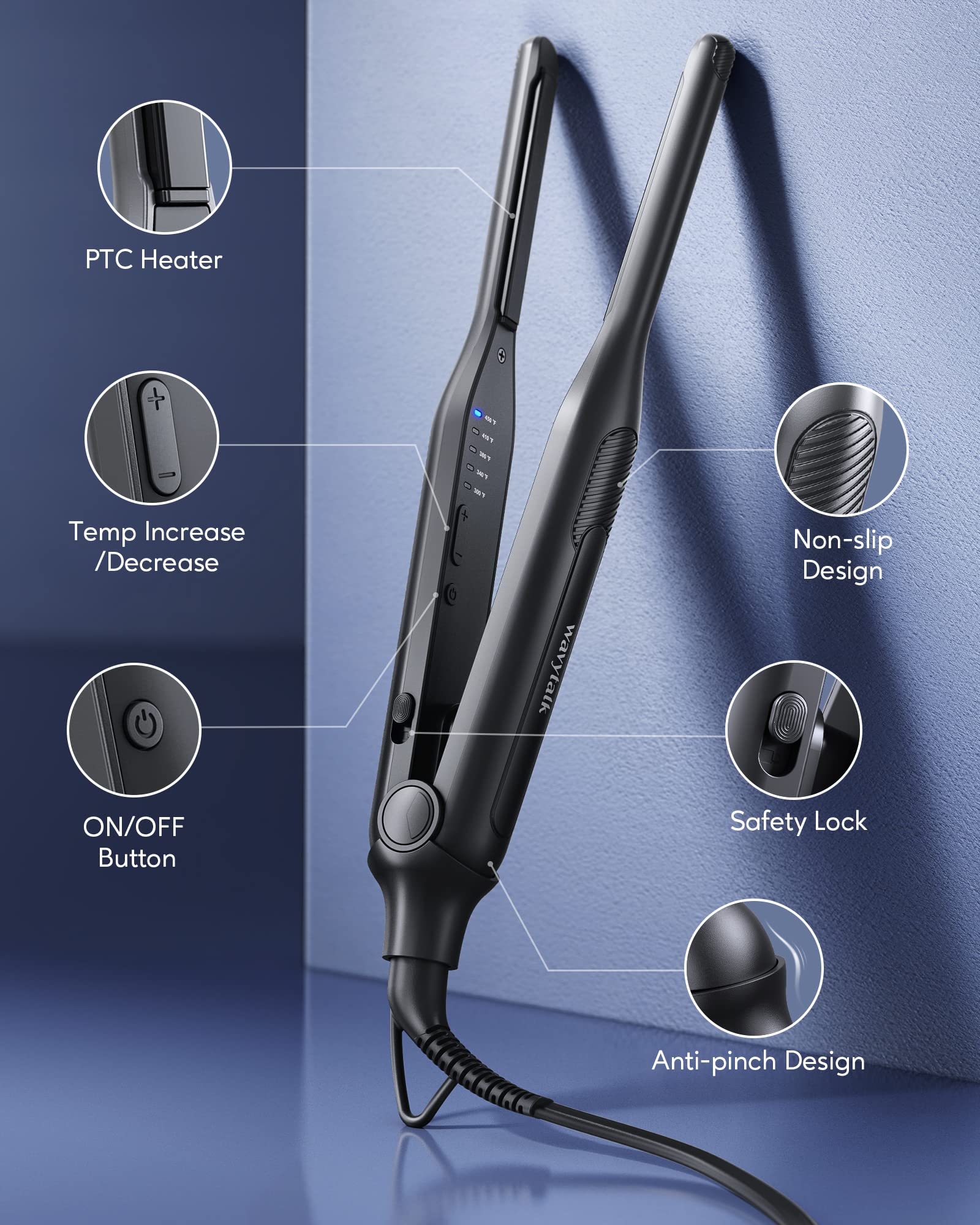Foto 7 pulgar | Lápiz Flat Iron Wavytalk De 3/10 Pulgadas Para Cabello Corto Y Barba - Venta Internacional.