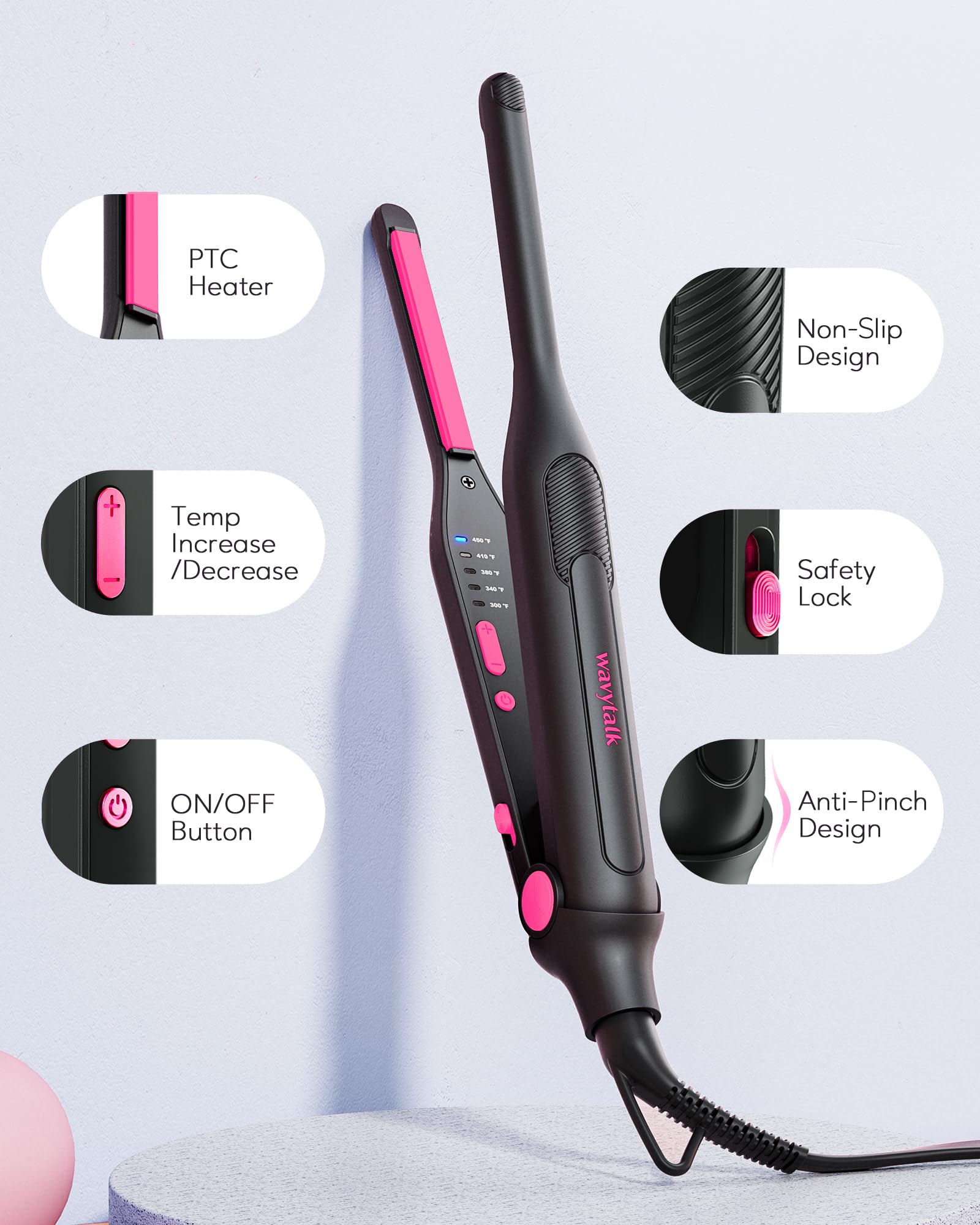 Foto 7 | Plancha Plana Wavytalk Wavytalk Pequeña Para Cabello Corto O Corte De Duendecillo - Venta Internacional.