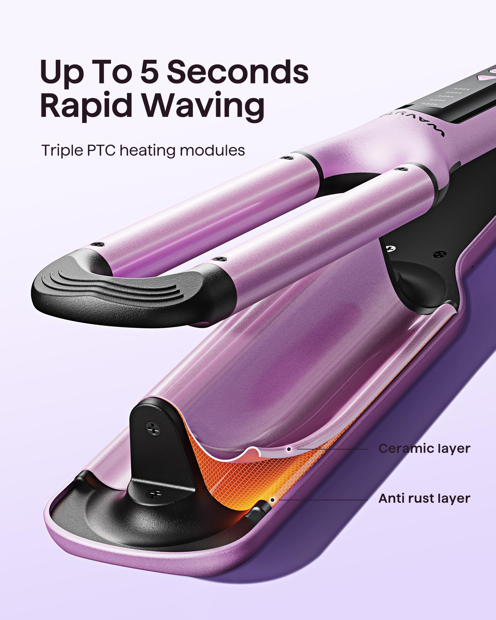 Foto 4 pulgar | Rizador de Pelo Wavytalk Beach Waves Rizador de 3 Barriles Rosa - Venta Internacional