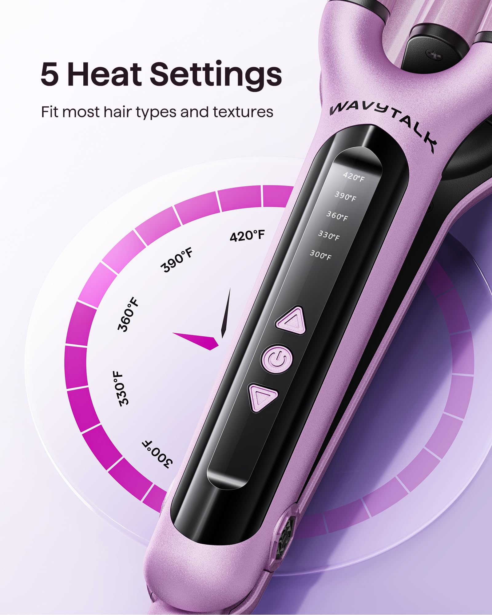 Foto 5 pulgar | Rizador de Pelo Wavytalk Beach Waves Rizador de 3 Barriles Rosa - Venta Internacional