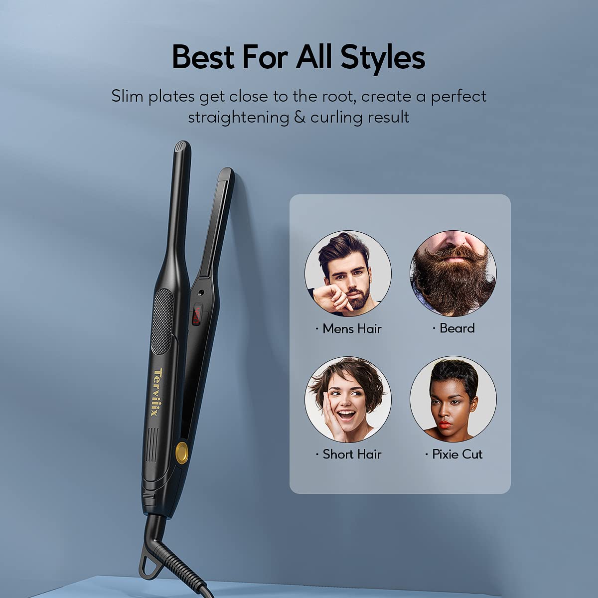 Foto 6 pulgar | Lápiz Flat Iron Terviiix Para Bordes Y Cabello Corto, Cerámica De 8 Mm - Venta Internacional.