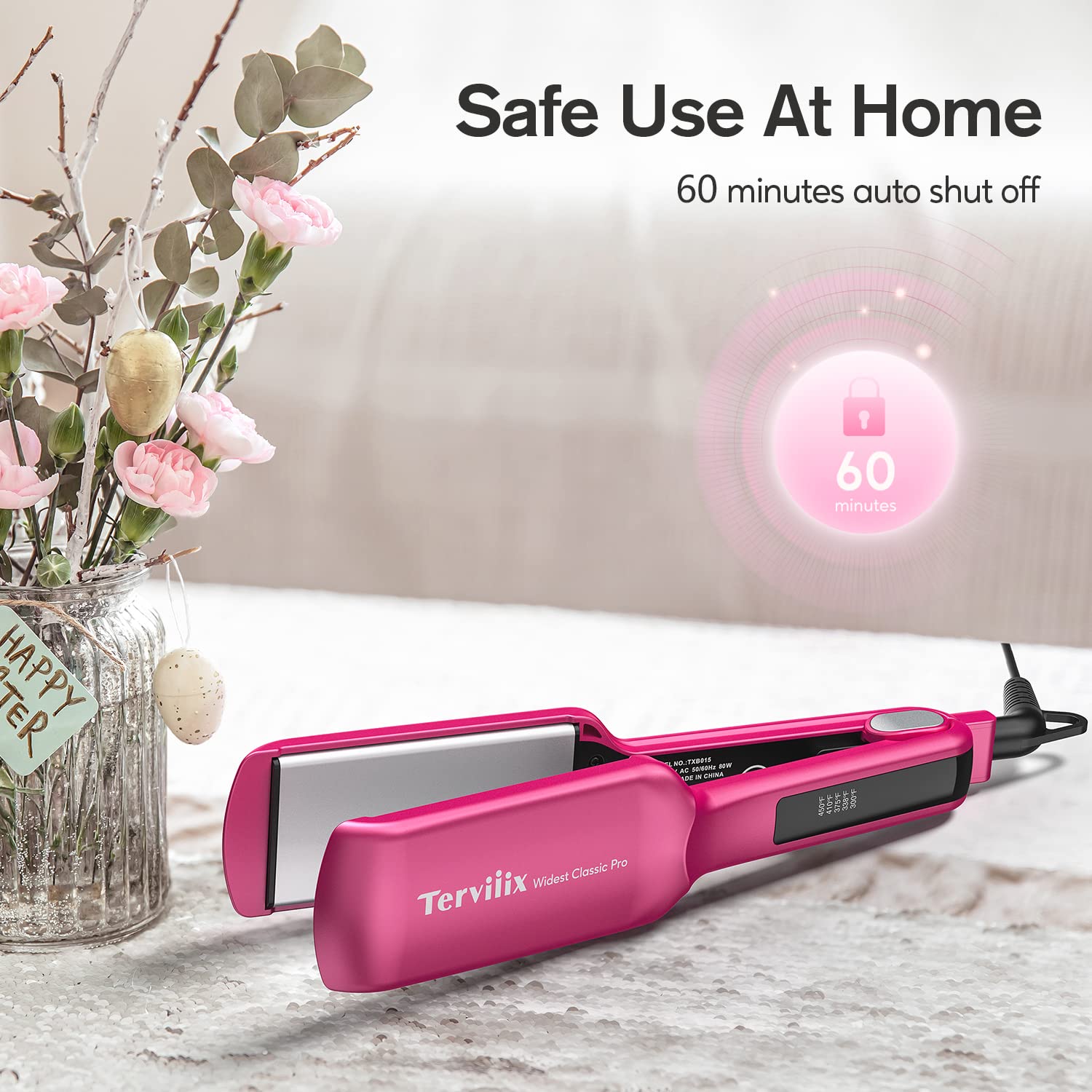 Foto 6 | Plancha De Pelo Plant Iron Terviiix, Plato De Cerámica De 5 Cm, Color Rosa - Venta Internacional.