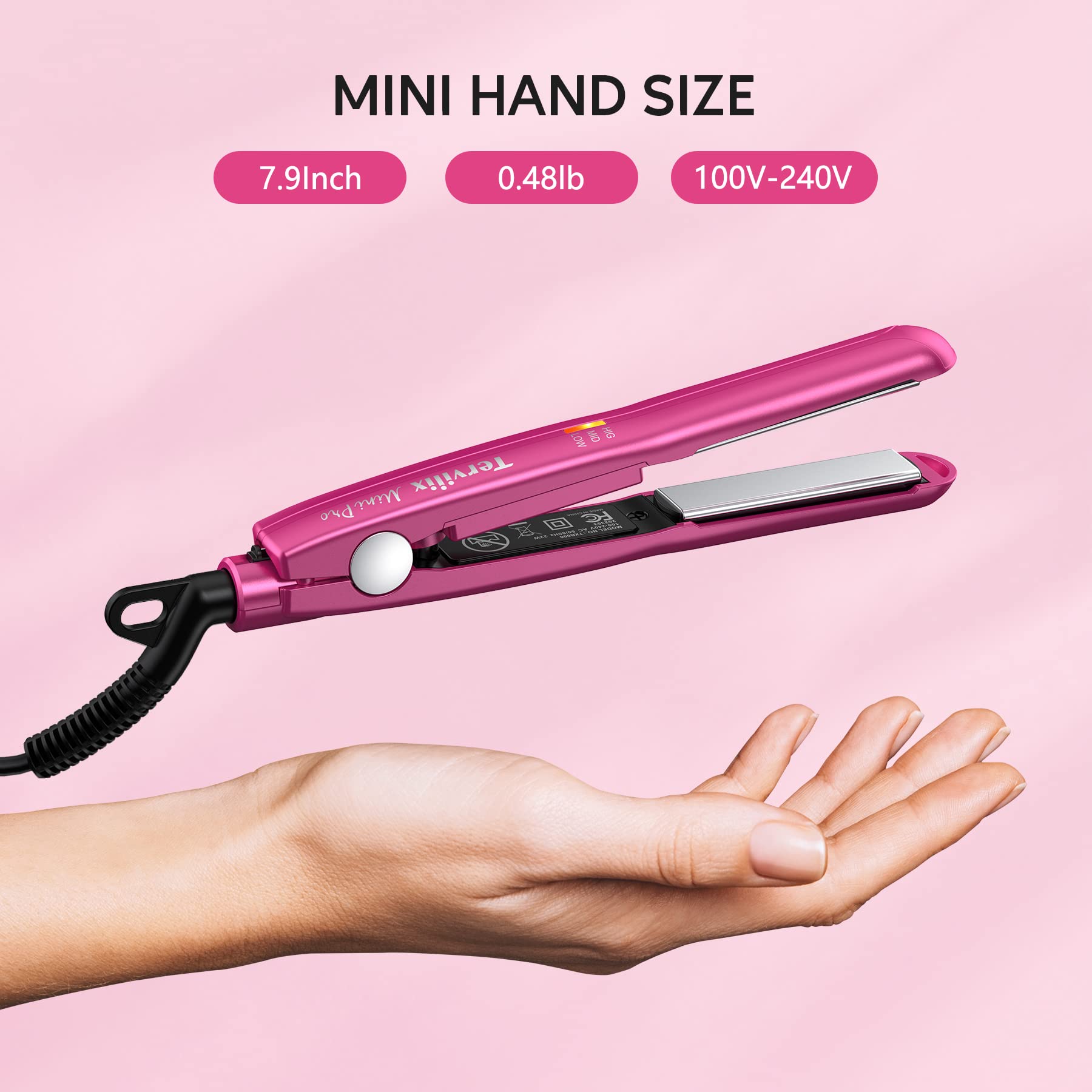 Foto 4 pulgar | Plancha Pequeña Terviiix Con Temperatura Ajustable, Color Rosa - Venta Internacional.