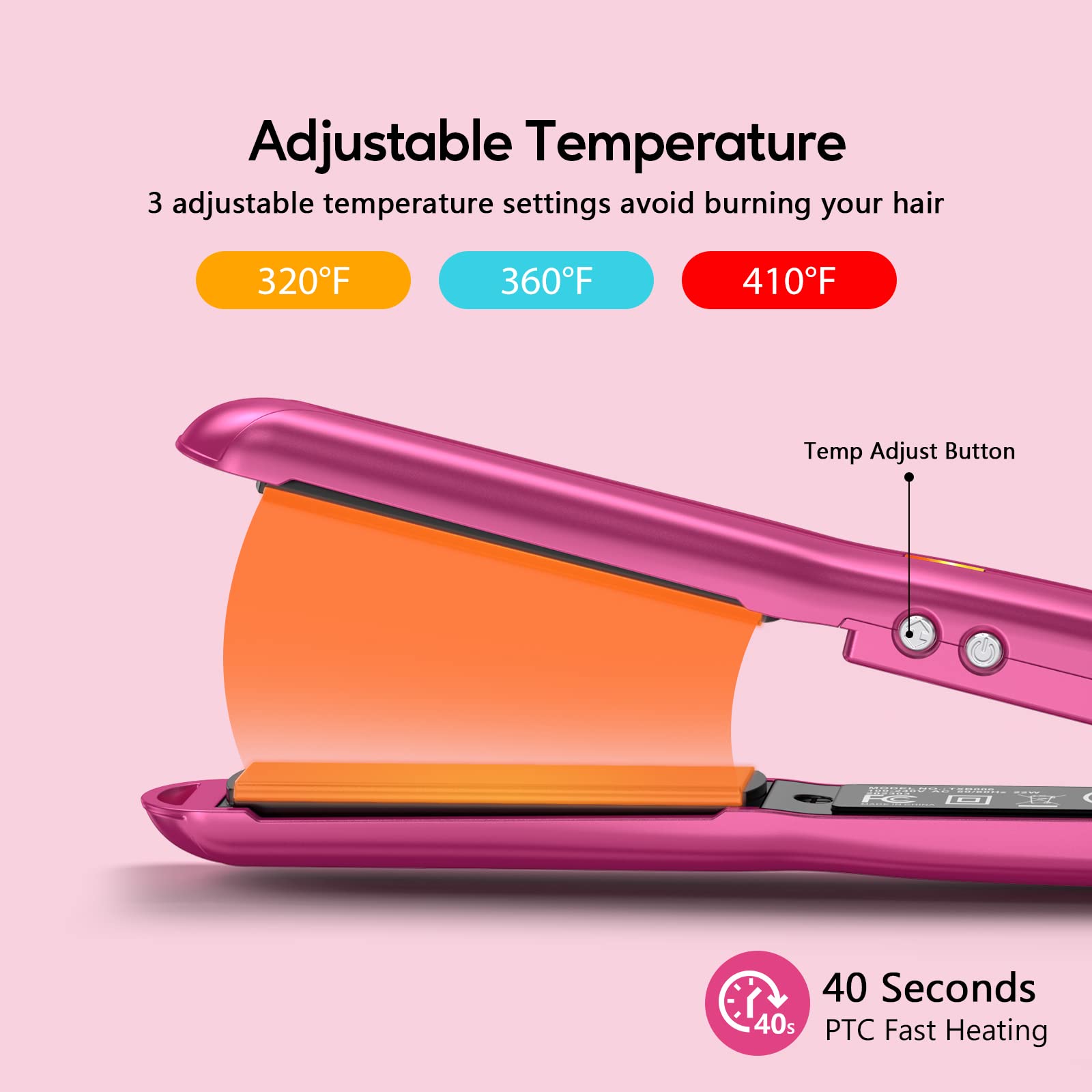 Foto 4 | Plancha Pequeña Terviiix Con Temperatura Ajustable, Color Rosa - Venta Internacional.