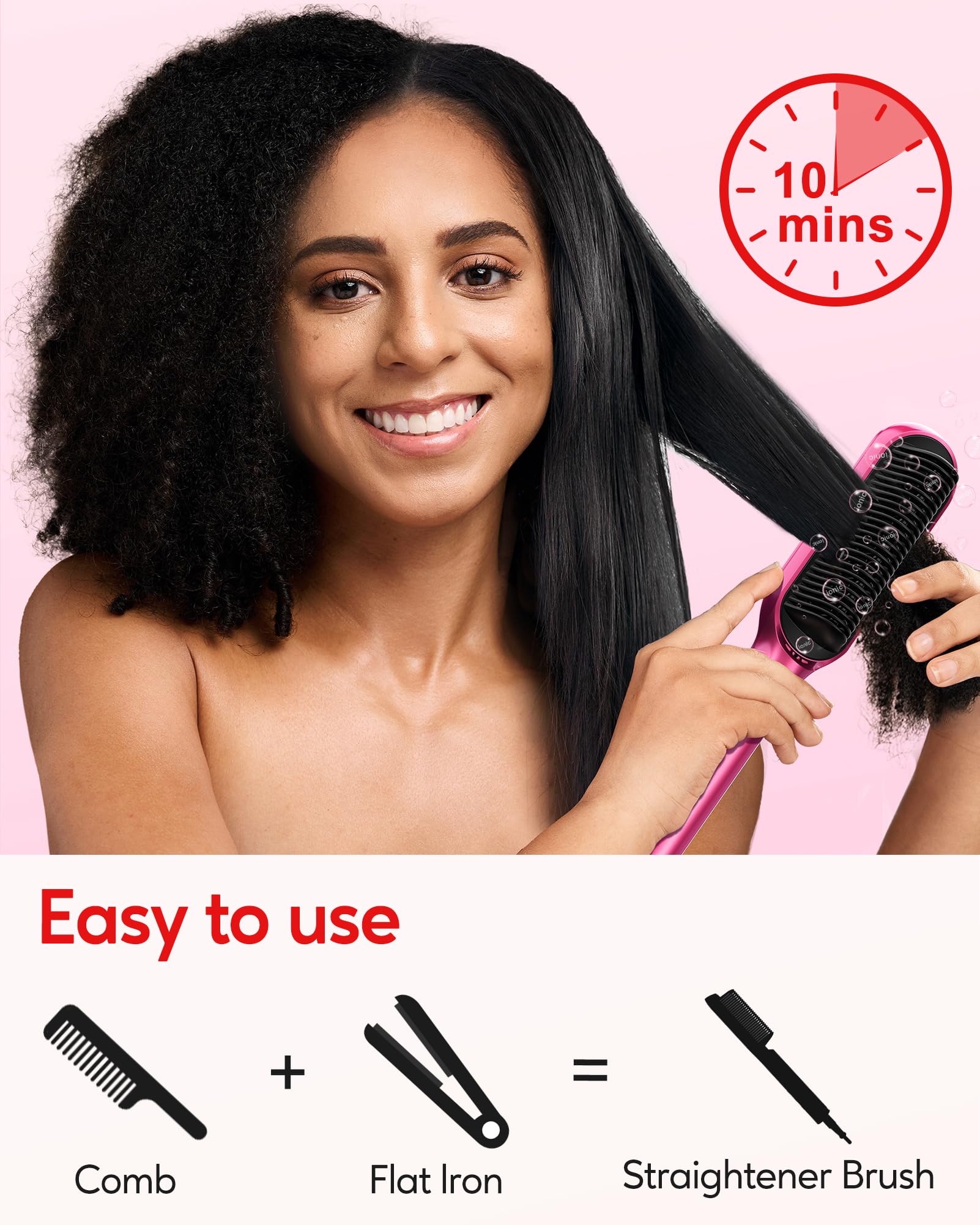 Foto 3 pulgar | Cepillo Alisador De Pelo Terviiix Frizz Buster Ionic Pink - Venta Internacional.