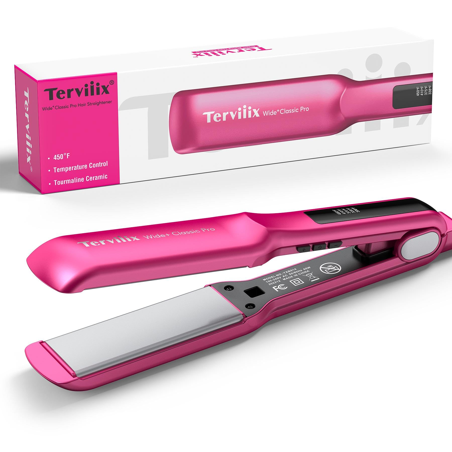 Plancha De Pelo Terviiix Ceramic De 3,8 Cm De Ancho, Color Rosa - Venta Internacional.