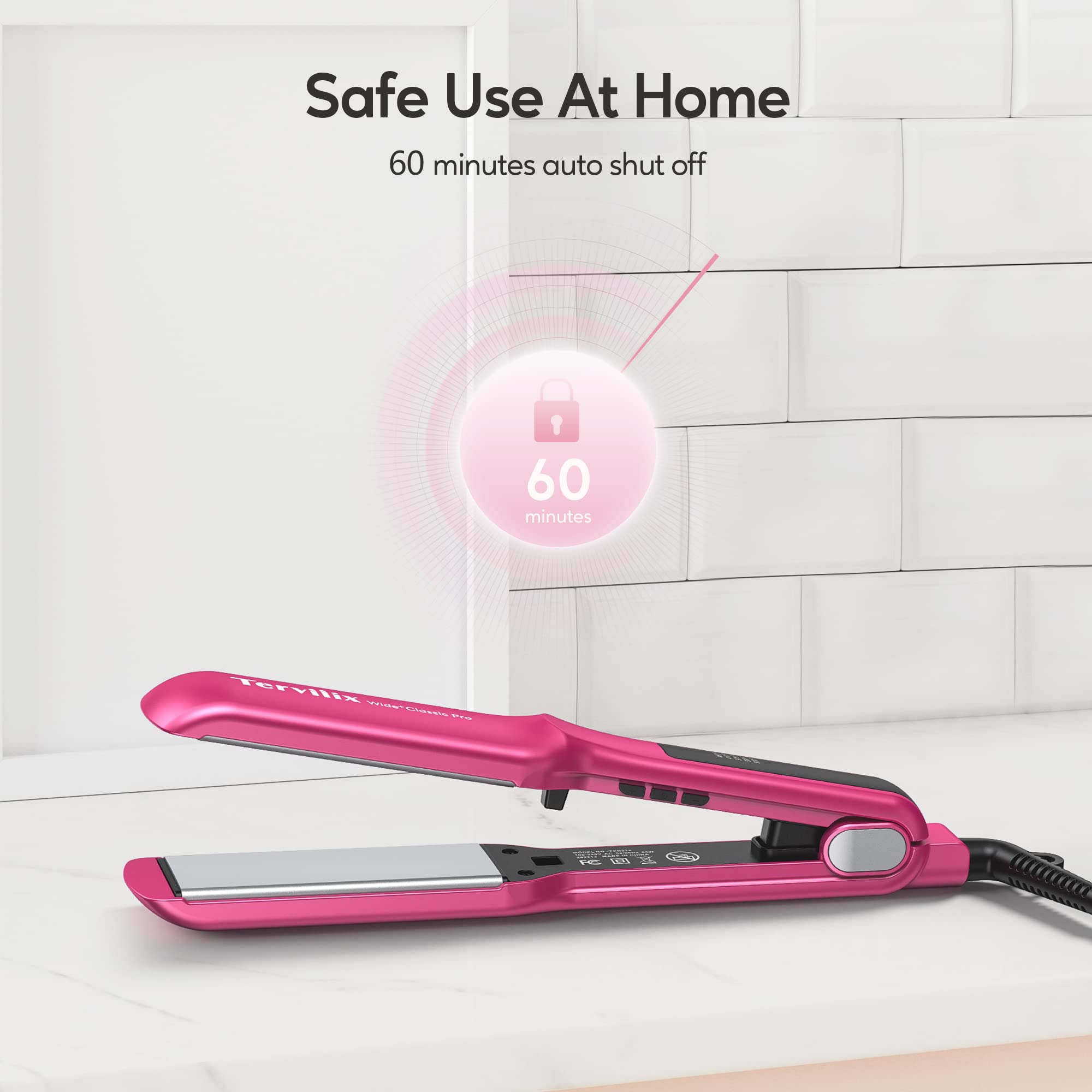 Foto 5 pulgar | Plancha De Pelo Terviiix Ceramic De 3,8 Cm De Ancho, Color Rosa - Venta Internacional.