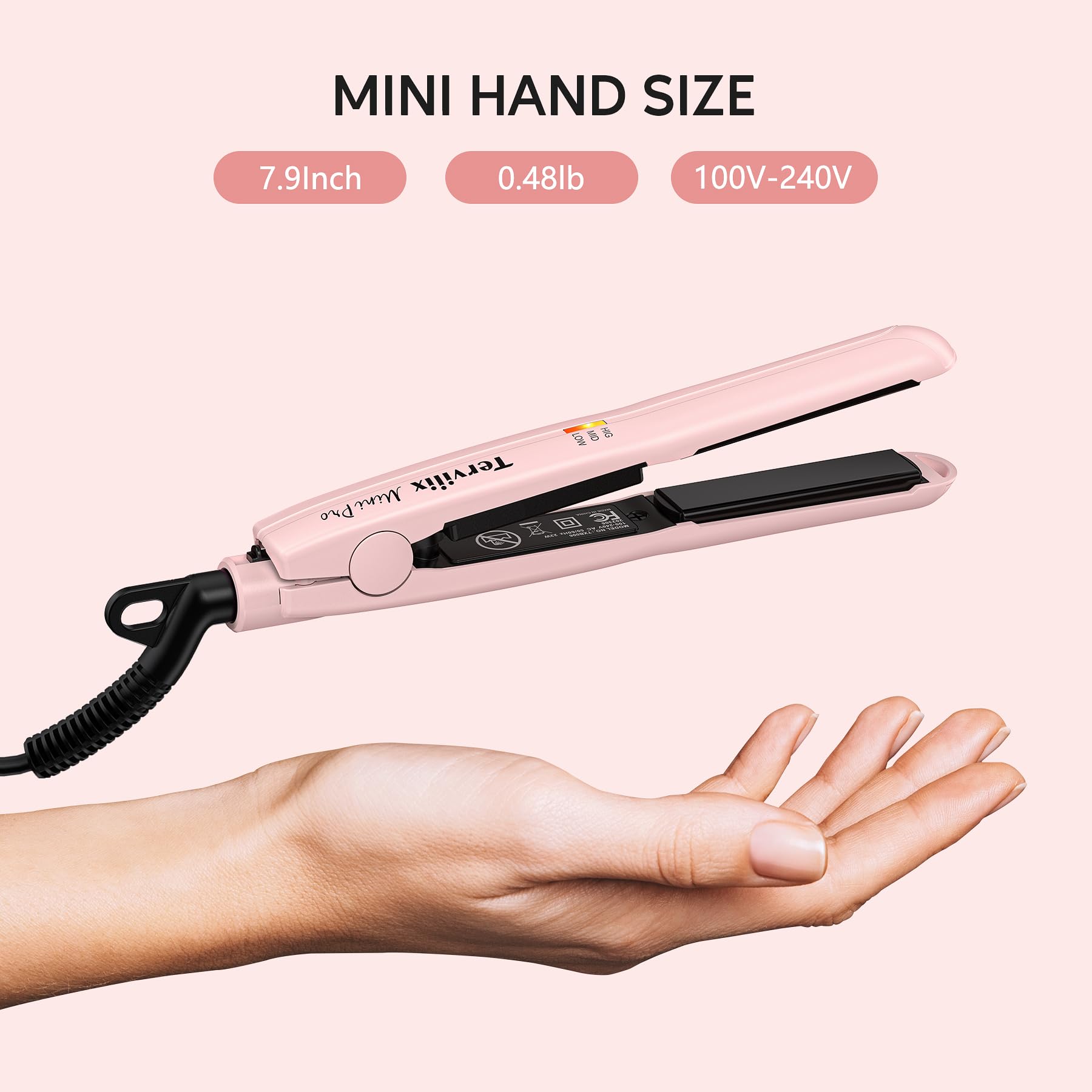 Foto 4 pulgar | Miniplancha De Pelo Terviiix De Temperatura Regulable, Color Rosa - Venta Internacional.