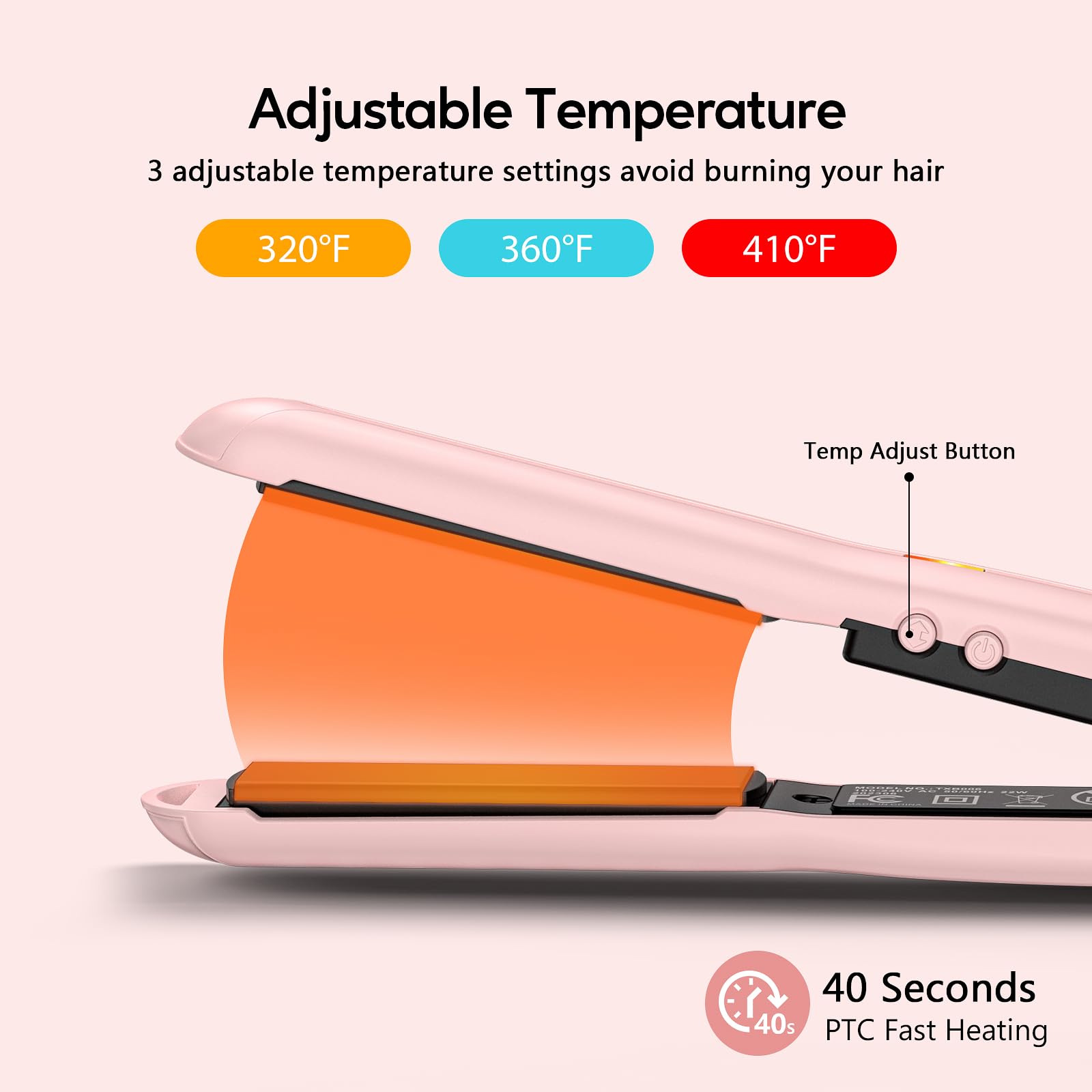 Foto 4 | Miniplancha De Pelo Terviiix De Temperatura Regulable, Color Rosa - Venta Internacional.