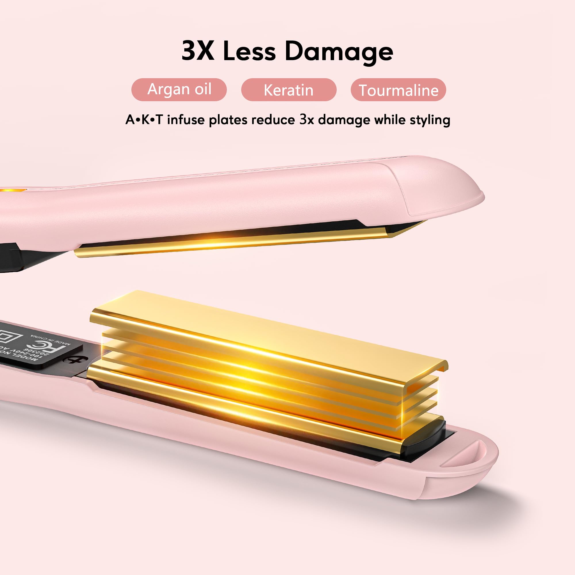 Foto 5 | Miniplancha De Pelo Terviiix De Temperatura Regulable, Color Rosa - Venta Internacional.
