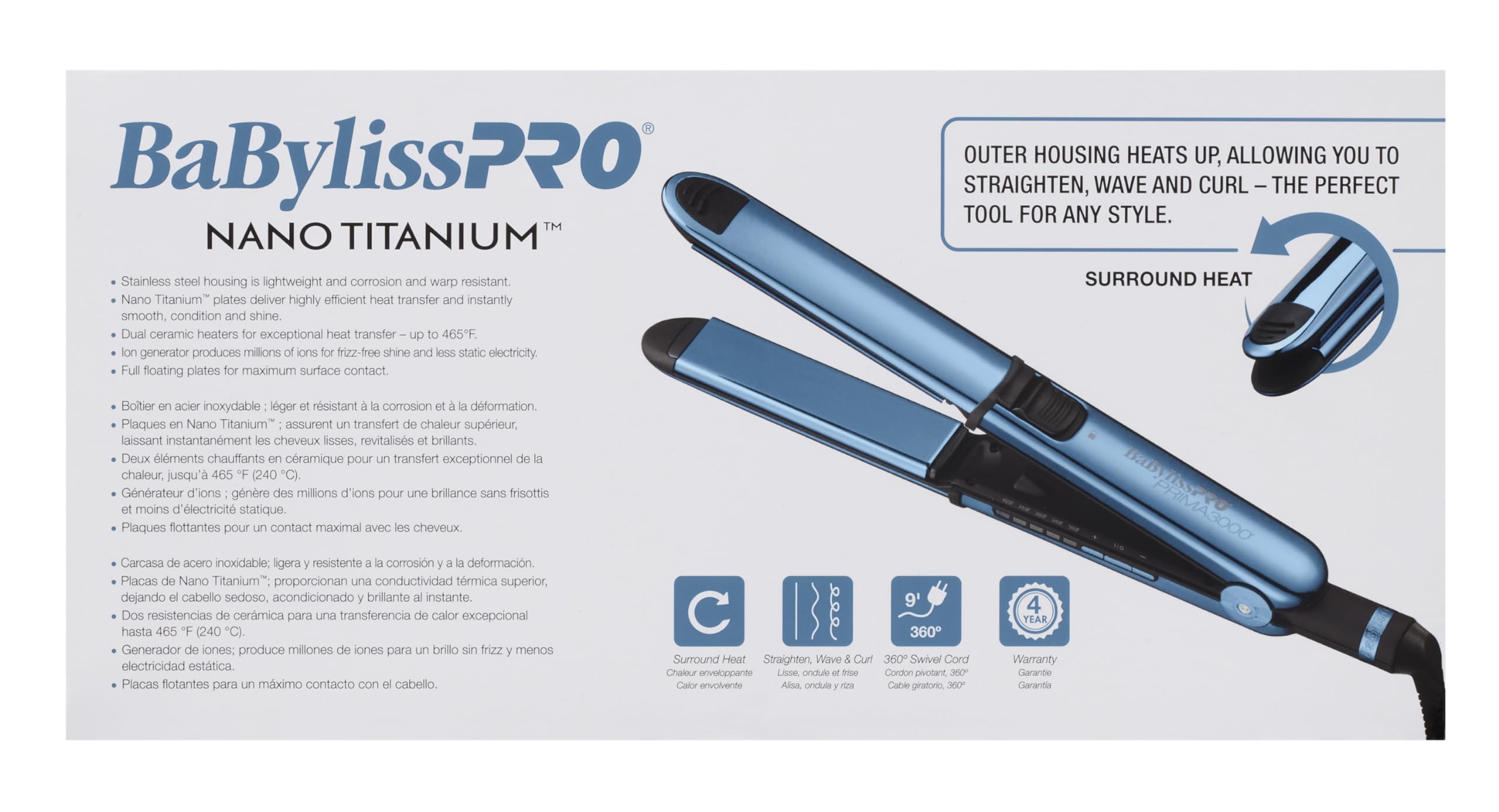 Foto 3 pulgar | Plancha De Pelo Babylisspro Nano Titanium Prima3000 1 1/4 - Venta Internacional.