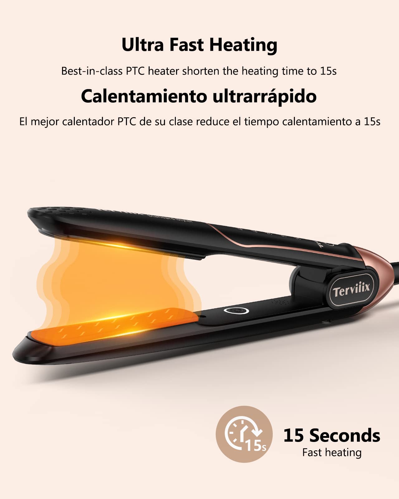 Foto 3 | Plancha de Cabello Terviiix 450°F Cerámica - Venta Internacional