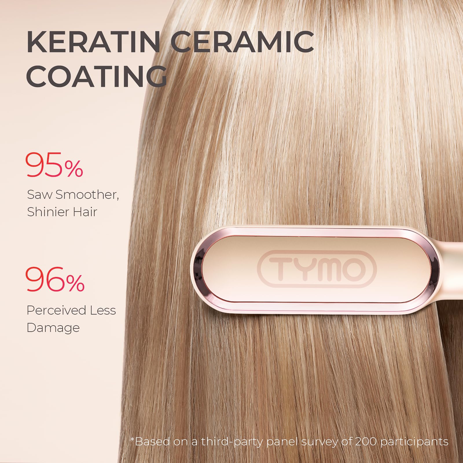 Foto 4 pulgar | Cepillo Alisador De Pelo Tymo Ring Con Peine Integrado, Color Melocotón - Venta Internacional.
