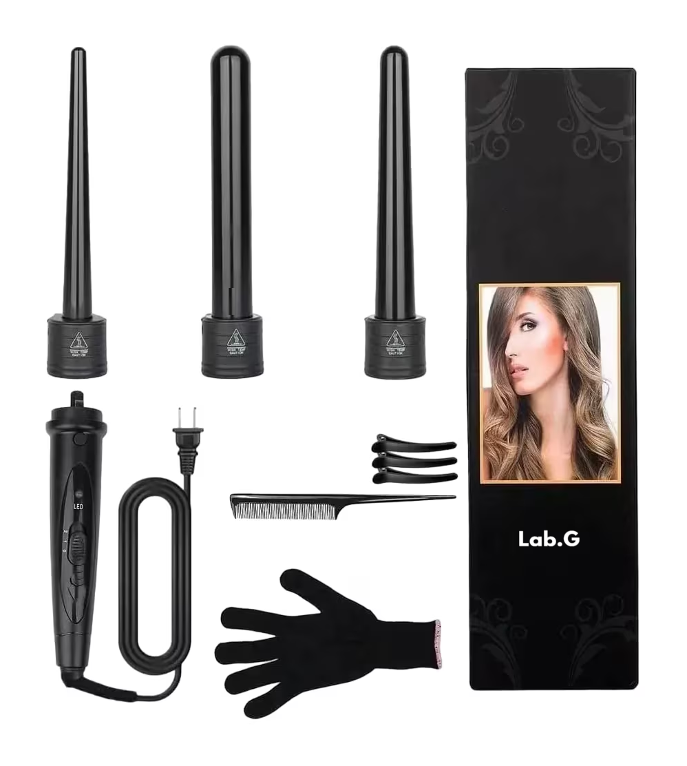 Foto 2 pulgar | Plancha Rizadora De Cabello 3 En 1 + Guante Protector Peine Clip Negro