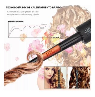 Foto 3 | Plancha Rizadora De Cabello 3 En 1 + Guante Protector Peine Clip Negro