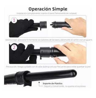 Foto 5 | Plancha Rizadora De Cabello 3 En 1 + Guante Protector Peine Clip Negro