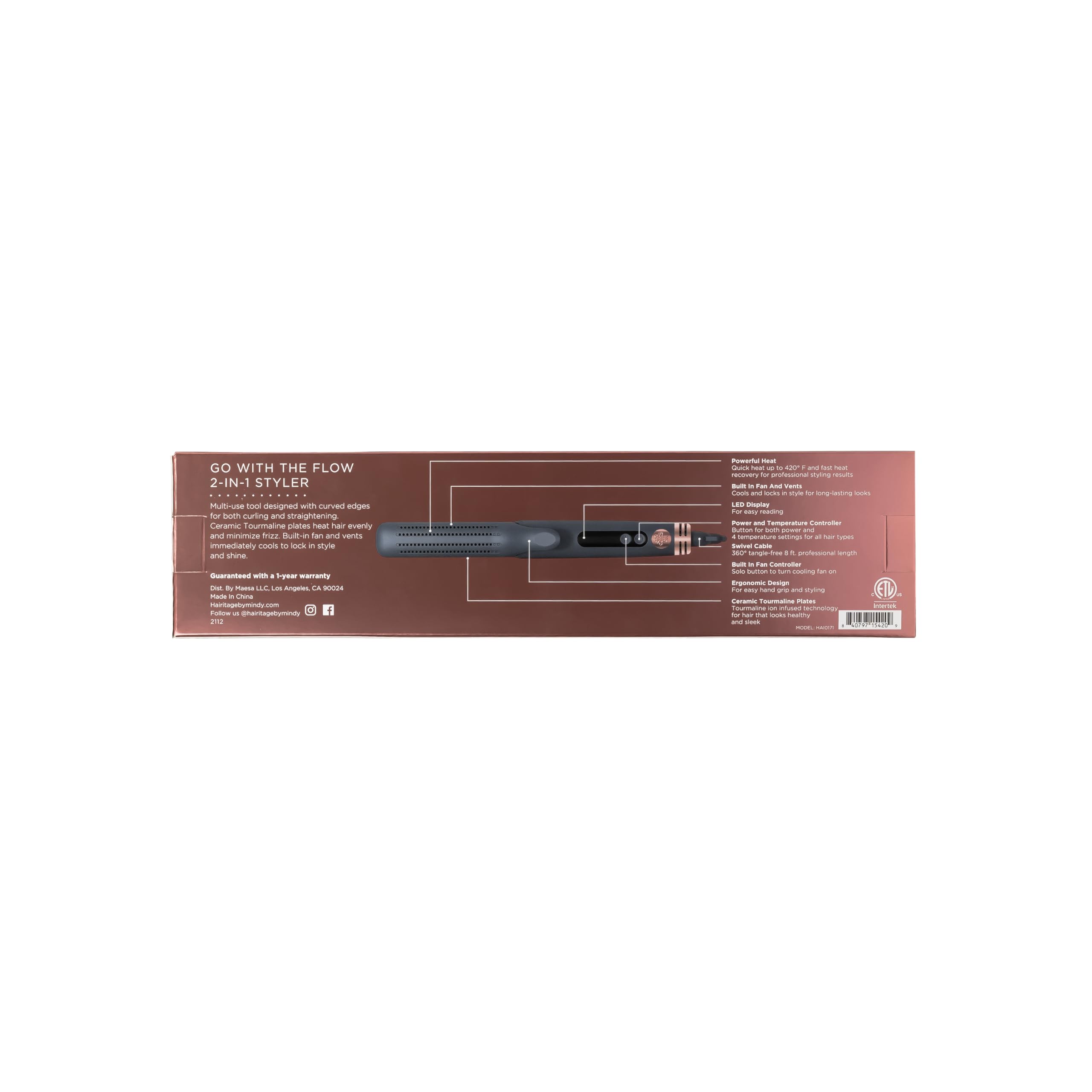 Foto 5 | Plancha Alisadora Y Rizador De Pelo Hairitage Go With The Flow - Venta Internacional.
