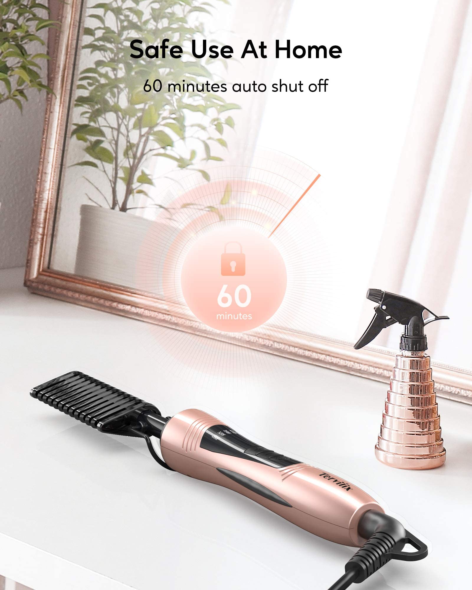 Foto 8 pulgar | Peineta Eléctrica Terviiix Para Pelucas Con Encaje En La Parte Delantera, Cabello Negro - Venta Internacional.