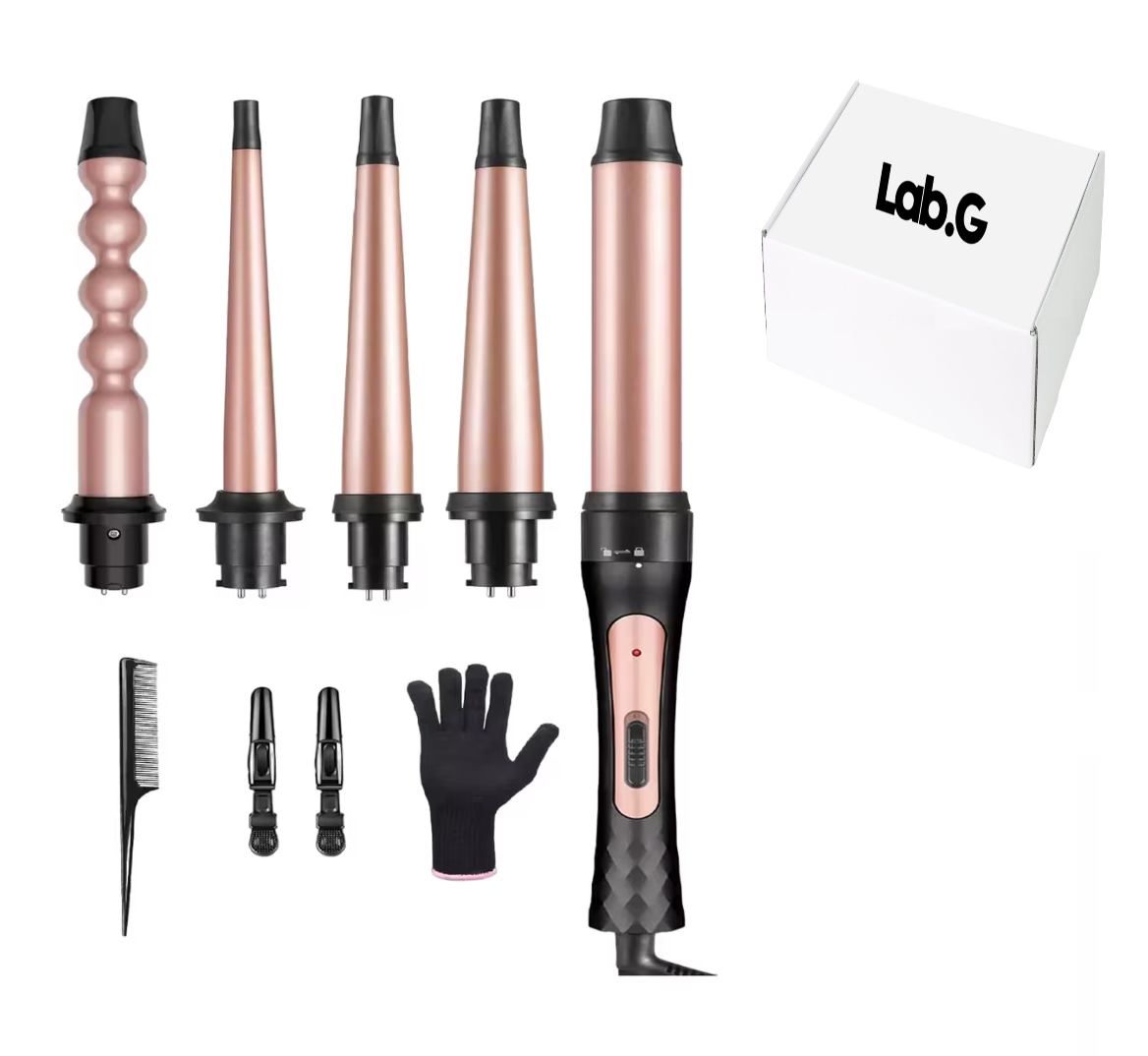 Plancha Rizadora de Cabello Lab.G Cerámica Profesional 5 en 1 Rosa