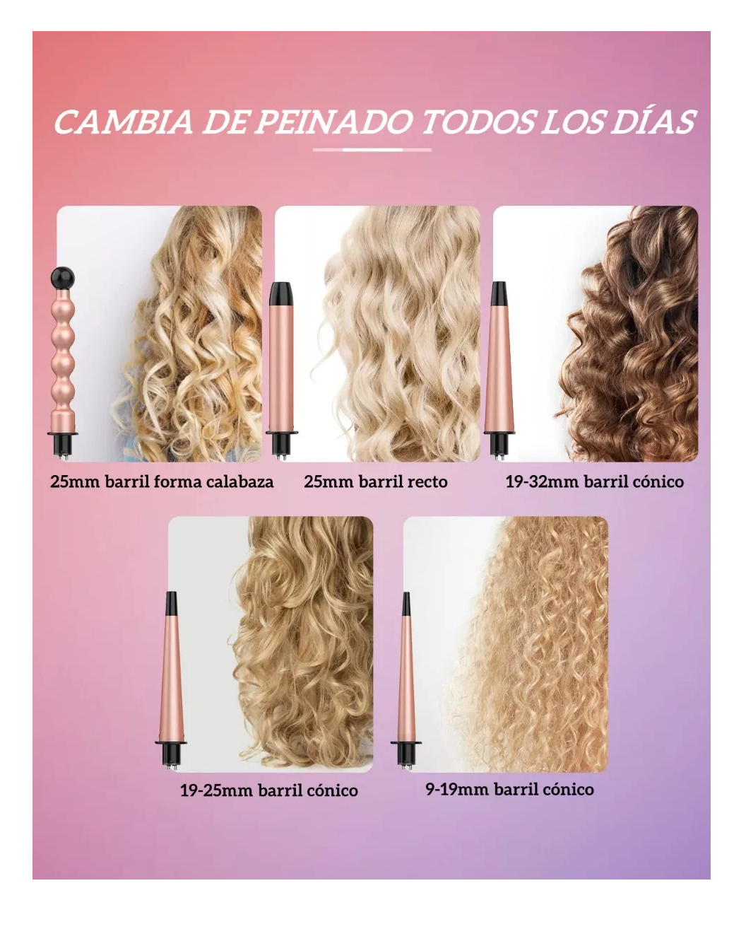 Foto 4 pulgar | Plancha Rizadora de Cabello Lab.G Cerámica Profesional 5 en 1 Rosa