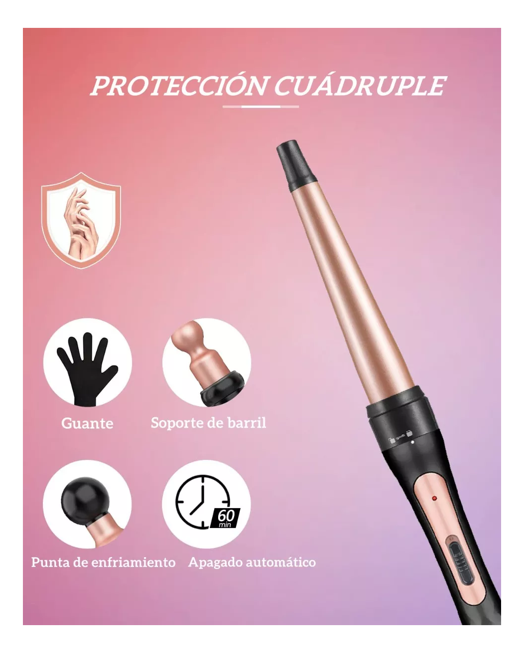 Foto 6 pulgar | Plancha Rizadora de Cabello Lab.G Cerámica Profesional 5 en 1 Rosa