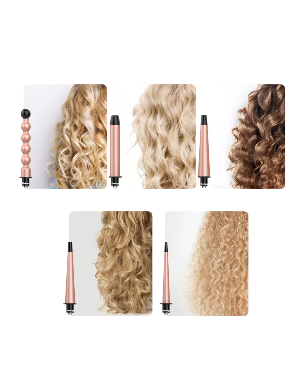 Foto 4 pulgar | Plancha Rizadora De Cabello Cerámica Profesional 5 En 1, Belug  Rosa Con Negro