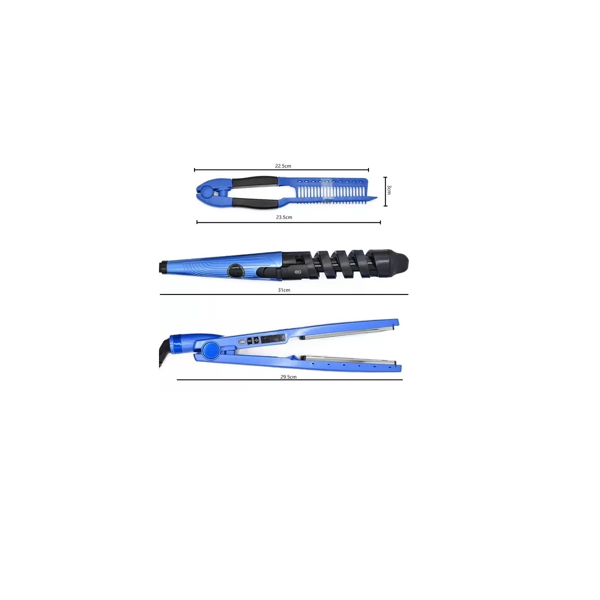 Foto 3 pulgar | Kit De Plancha Alaciadora 450° +tenaza Rizadora Cabello Pelo Eo Safe Imports Esi-11615-1 Azul