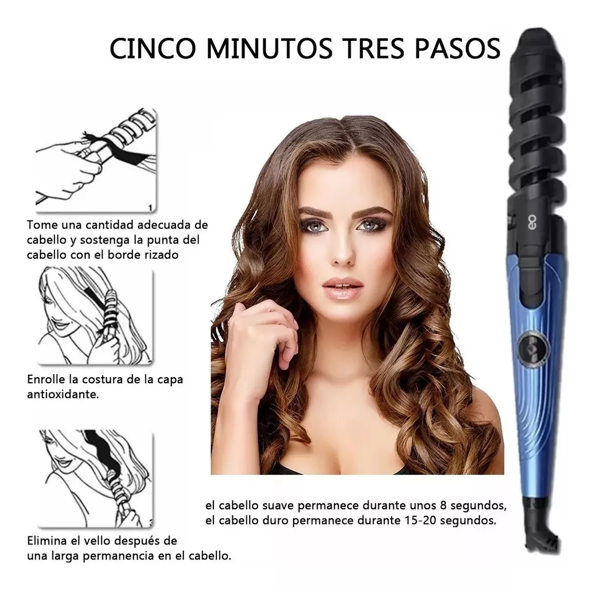 Foto 4 pulgar | Kit De Plancha Alaciadora 450° +tenaza Rizadora Cabello Pelo Eo Safe Imports Esi-11615-1 Azul