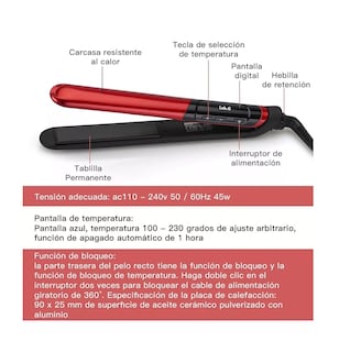 Foto 3 | Plancha de Cabello 2 en 1 Roja
