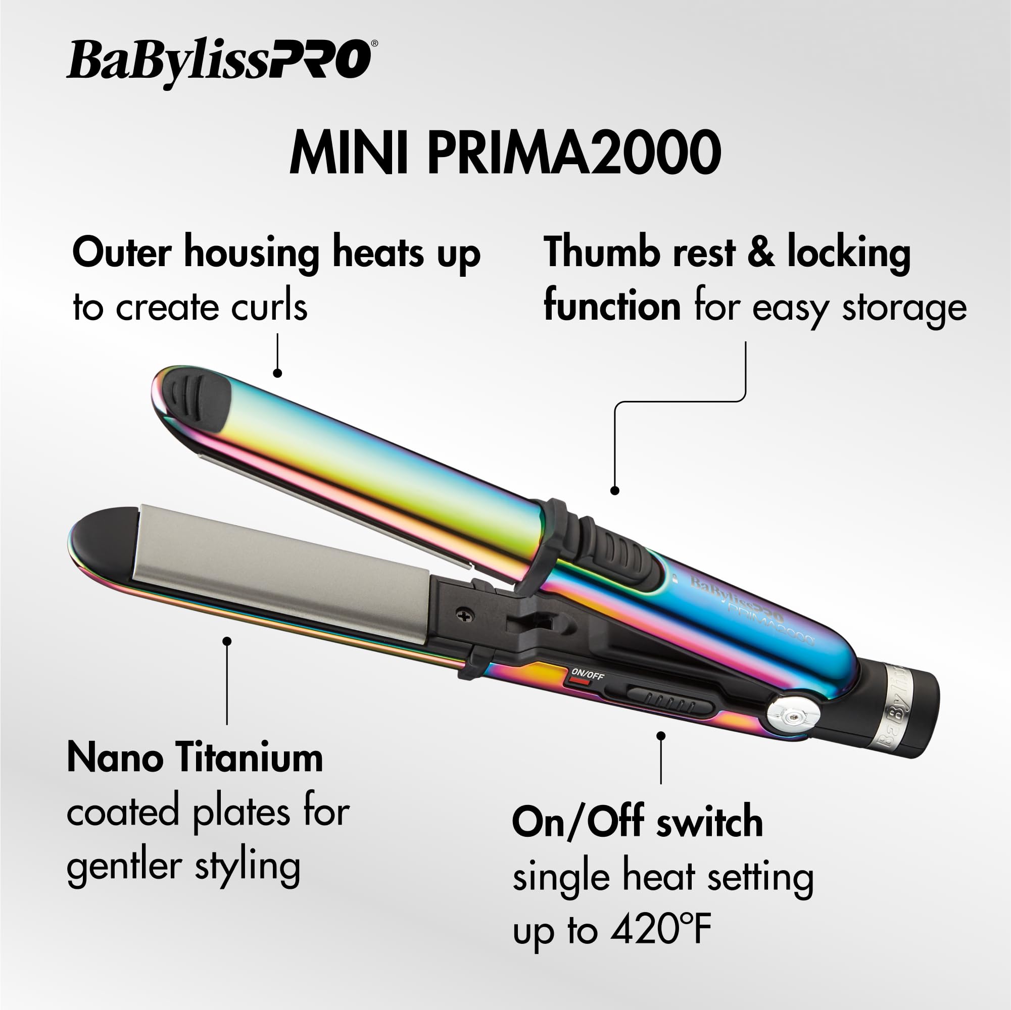 Foto 3 | Planchas De Peinado Babylisspro Nano Titanium Iridiscente Prima - Venta Internacional.