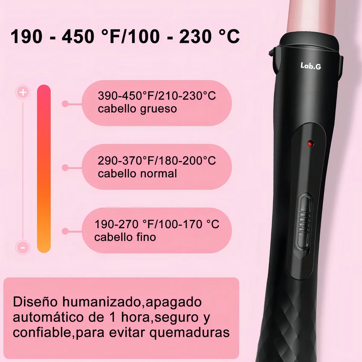 Foto 6 pulgar | Rizadora De Cabello Profesonal Ceramica Lab.g Rosa