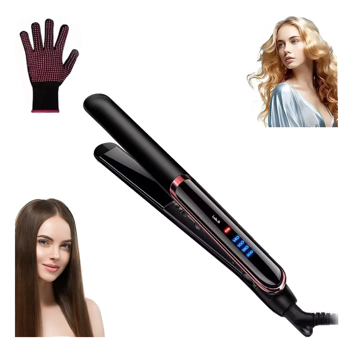 Foto 5 pulgar | Plancha De Cabello Temperatura Regulable Para Mojado Y Seco Lab.g Negro