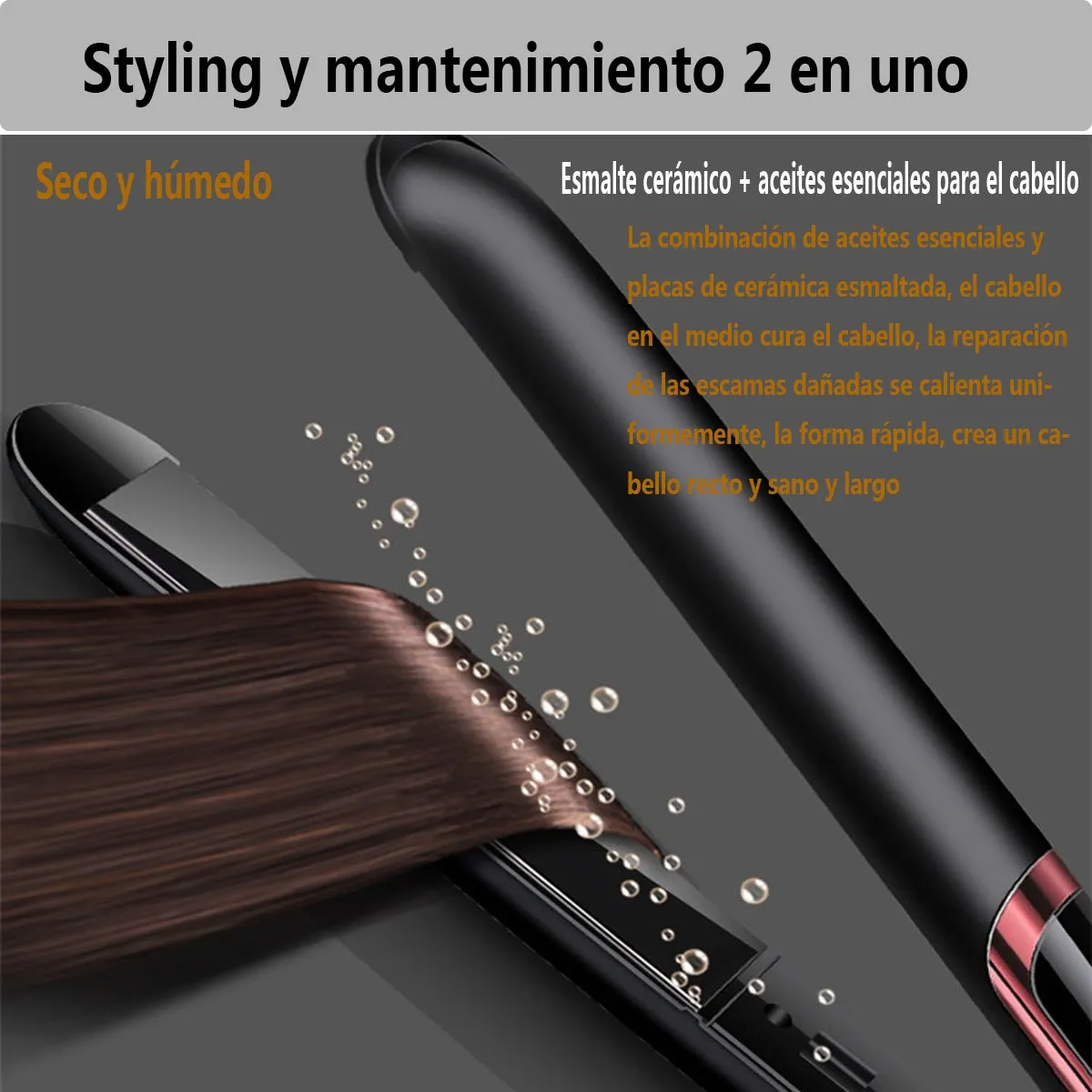 Foto 6 pulgar | Plancha De Cabello Temperatura Regulable Para Mojado Y Seco Lab.g Negro