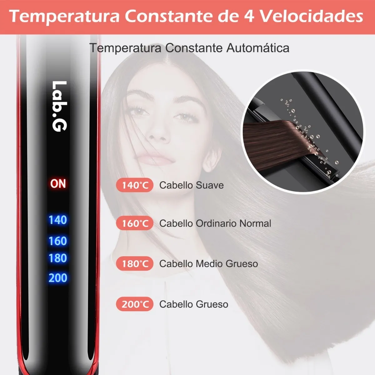 Foto 5 pulgar | Plancha Para Cabello De Cerámica Lab.g Negro